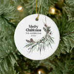 Adorno De Cerámica Navidades moderna y elegante acuarela botánica<br><div class="desc">Negro moderno y elegante color de agua rústico secado de colores florales botánicos suaves vacaciones decoración de adorno navideño.</div>