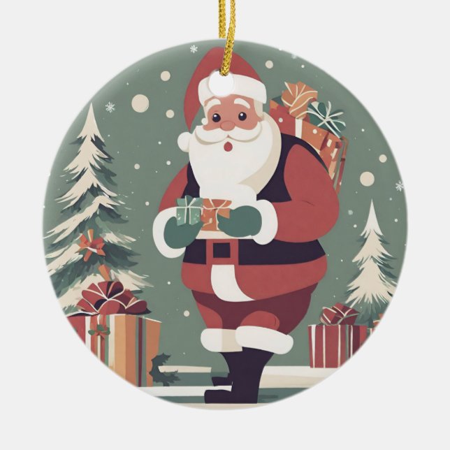 Adorno De Cerámica Navidades modernos de Santa Claus (Frente)