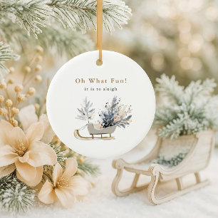 Adorno De Cerámica Navidades modernos de Sleigh Photo Keepsake