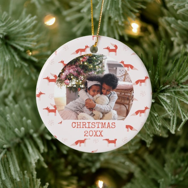 Adorno De Cerámica Navidades modernos del patrón Fox de la foto (Árbol)