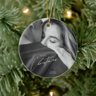 Adorno De Cerámica Navidades modernos Foto de pareja en blanco y negr