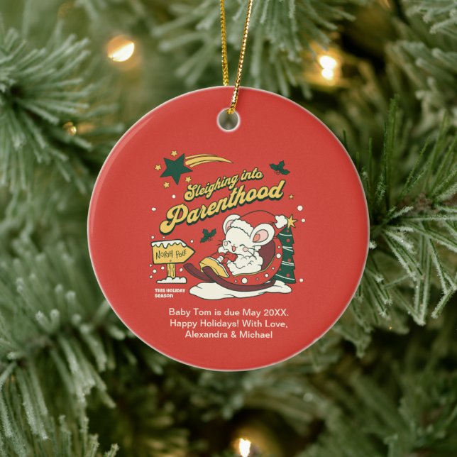 Adorno De Cerámica Navidades modernos Invitación de embarazo infantil (Árbol)