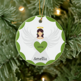 Adorno De Cerámica Navidades modernos Nombre personalizado del corazó