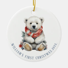 Adorno De Cerámica Navidades modernos oso polar con redondo de bufand