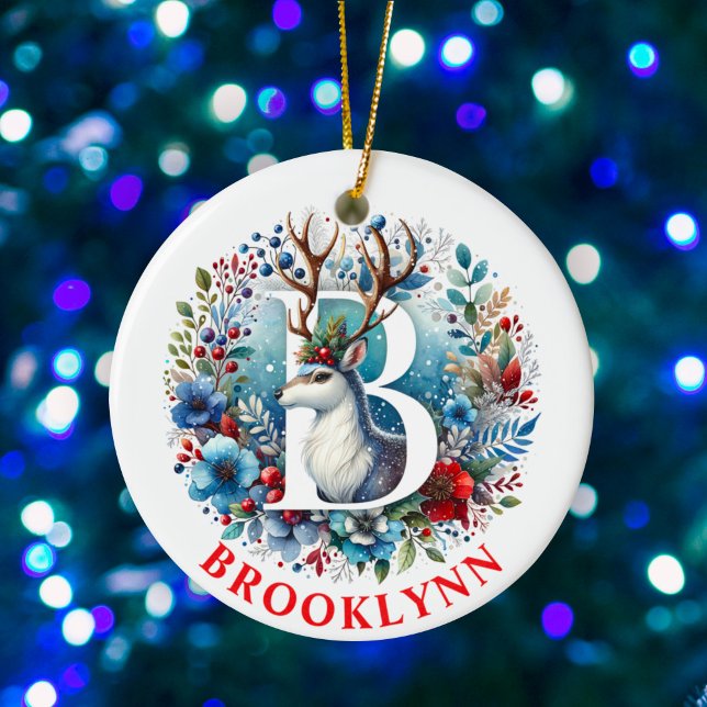 Adorno De Cerámica Navidades Monograma Carta B Nombre personalizado d (Subido por el creador)