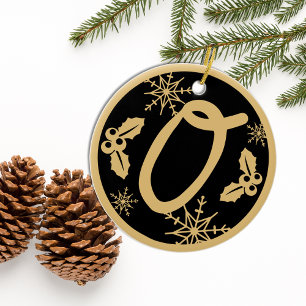 Adorno De Cerámica Navidades Monograma O Negro Oro