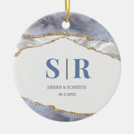 Adorno De Cerámica Navidades Monogramados de Lilac Geode Agate Pareja