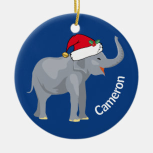 Adorno De Cerámica Navidades Monogramas Blue Elephant Cute
