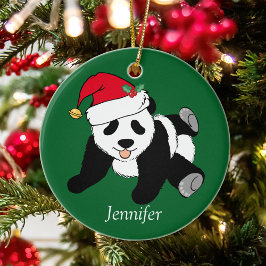 Adorno De Cerámica Navidades Monogramas Cute Panda Bear Kids