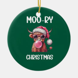 Adorno De Cerámica Navidades Moo-ry Scottish Higland Cow