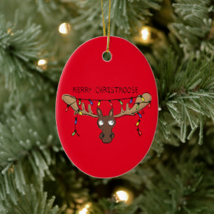 Adorno De Cerámica Navidades Moose Cute Funny Christmoose