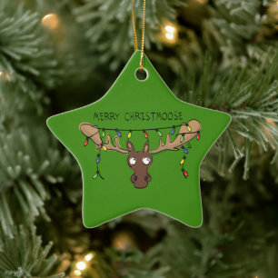 Adorno De Cerámica Navidades Moose Cute Funny Christmoose