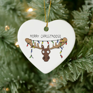Adorno De Cerámica Navidades Moose Cute Gracioso Animal de vacaciones