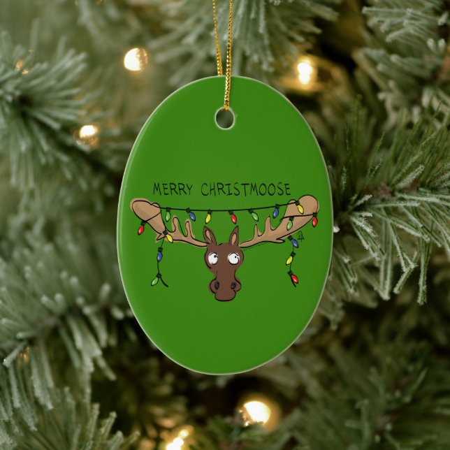Adorno De Cerámica Navidades Moose Cute Gracioso Animal de vacaciones (Árbol)