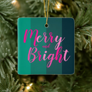 Adorno De Cerámica Navidades moro y rosa verde brillante