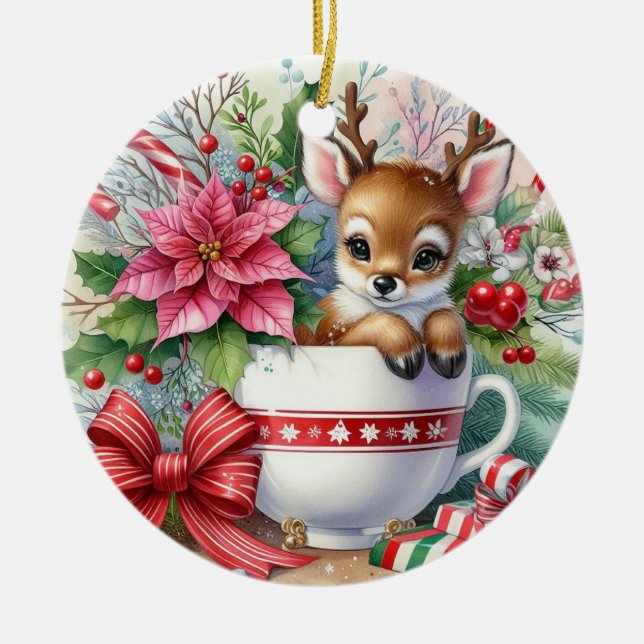Adorno De Cerámica Navidades Mug Reindeer 3 (Frente)