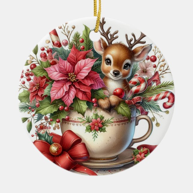 Adorno De Cerámica Navidades Mug Reindeer 4 (Frente)