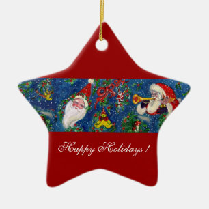 Adorno De Cerámica Navidades MUSICALES NOCHE RETRATO DE SANTA CLAUS