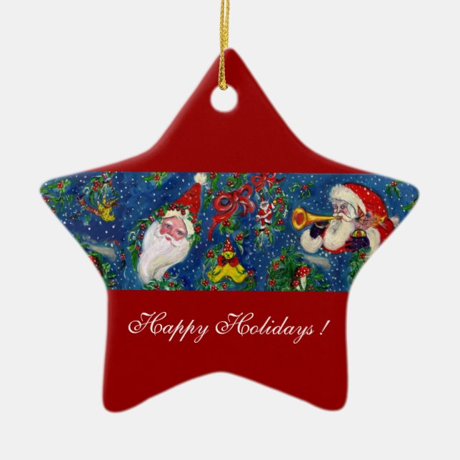 Adorno De Cerámica Navidades MUSICALES NOCHE RETRATO DE SANTA CLAUS (Frente)