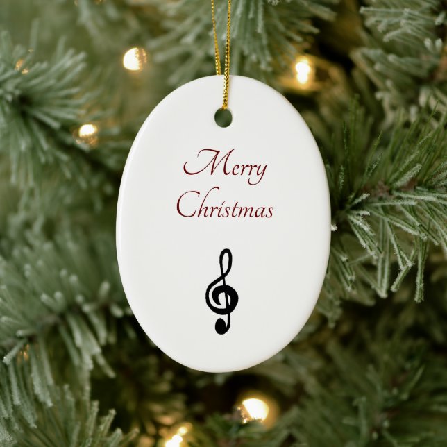 Adorno De Cerámica Navidades musicales Treble Clef Symbol Typography (Árbol)