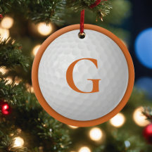 Navidades Naranja Monograma Golf Ball