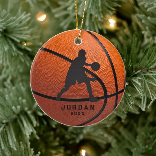 Adorno De Cerámica Navidades naranjas de Baloncesto Personalizado (Árbol)