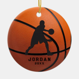 Adorno De Cerámica Navidades naranjas de Baloncesto Personalizado