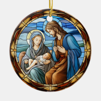 Adorno De Cerámica Navidades Natividad Escena Vidrio Manchado