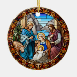 Adorno De Cerámica Navidades Natividad Escena Vidrio Manchado