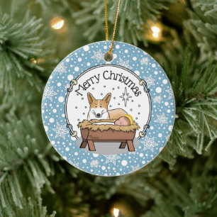 Adorno De Cerámica Navidades Natividad Pembroke Welsh Corgi (rojo1) D