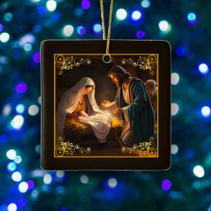 Adorno De Cerámica Navidades Natividad Sagrada Familia Religiosa