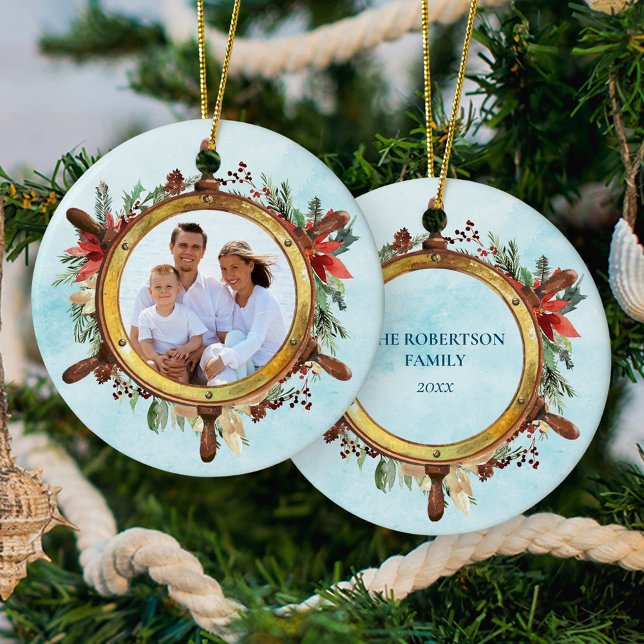 Adorno De Cerámica Navidades Nautical Beach Ships Wheel Photo (Subido por el creador)