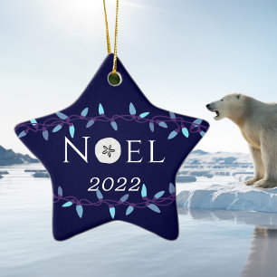 Adorno De Cerámica Navidades náuticos de la Marina Azul de Noel