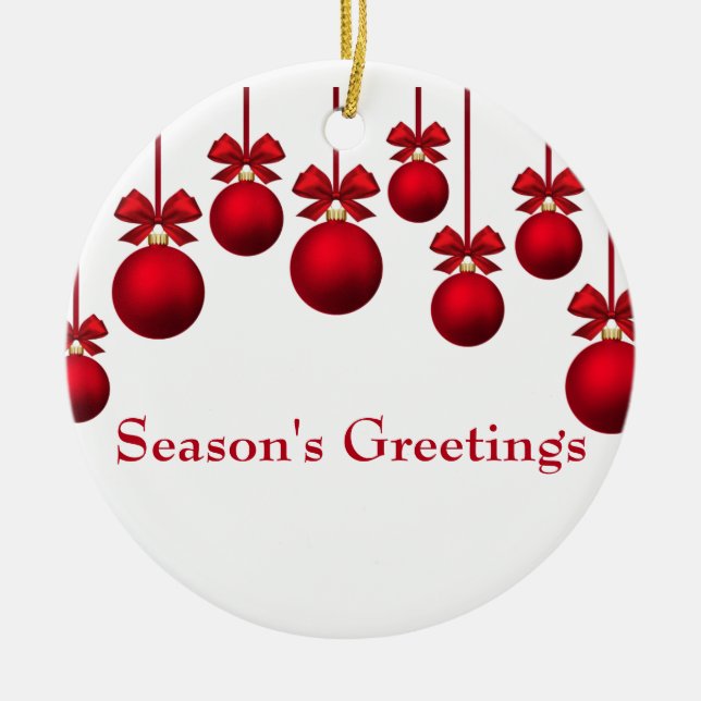 Adorno De Cerámica Navidades Navidades rojos con cinta de opciones (Frente)