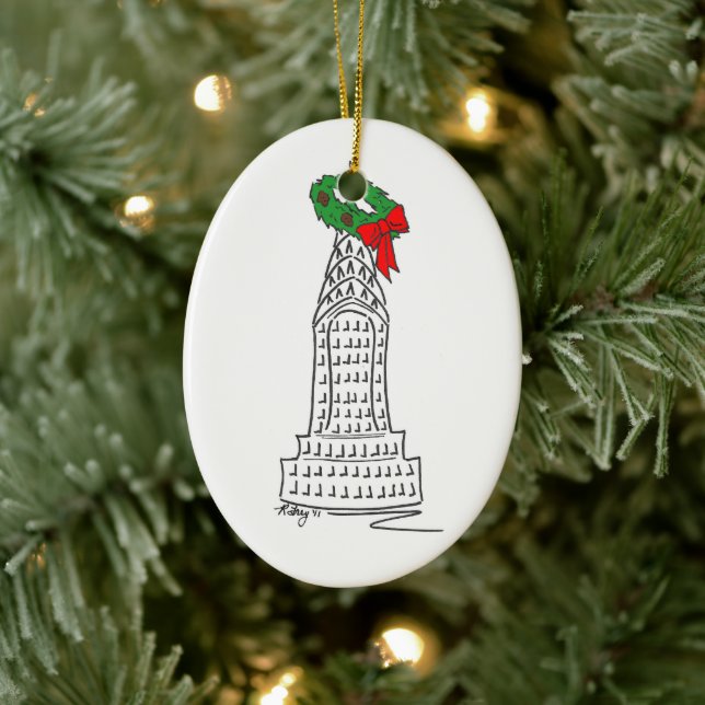 Adorno De Cerámica Navidades navideños del New York City Skyscraper W (Árbol)
