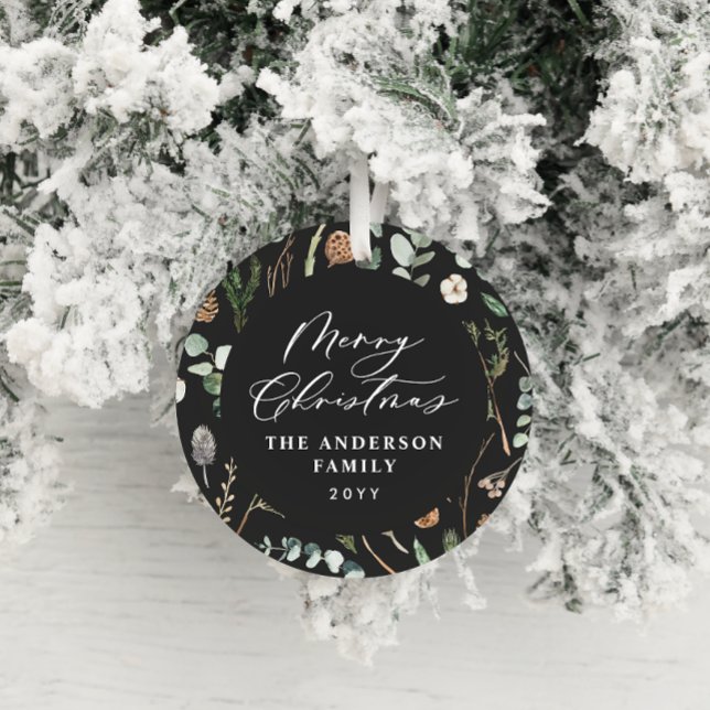 Adorno De Cerámica Navidades negros mínima foto botánica elegante (Subido por el creador)