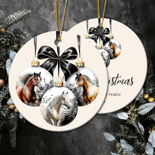 Adorno De Cerámica Navidades negros y dorados de caballos