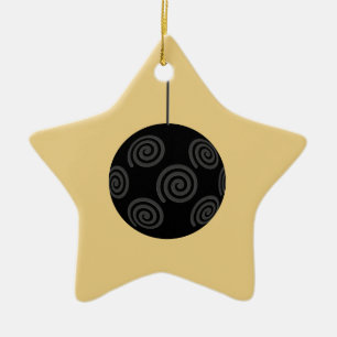 Adorno De Cerámica Navidades negros y grises bauble en oro.