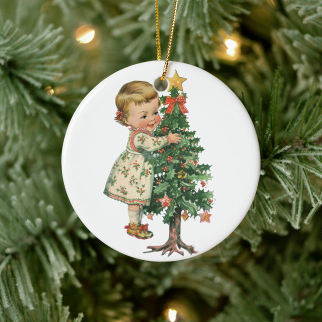 Adorno De Cerámica Navidades Niña Bebé (Árbol)
