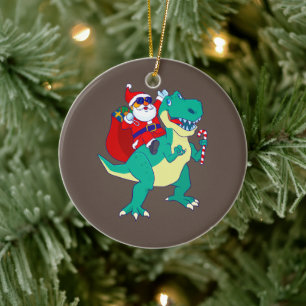 Adorno De Cerámica Navidades Niños Dinosaurios Santa T Navidad Amor D