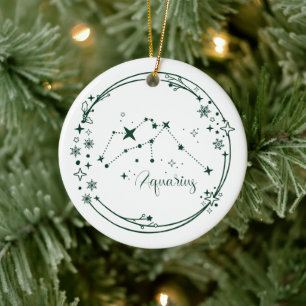 Adorno De Cerámica Navidades Nombre personalizado Aquarius Zodiac Rót