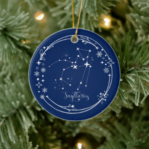 Adorno De Cerámica Navidades Nombre personalizado Estrella de plata a