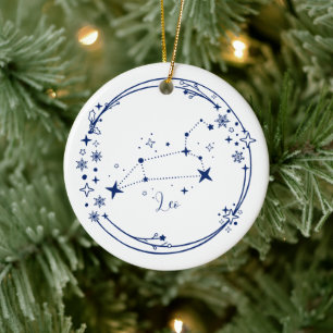 Adorno De Cerámica Navidades Nombre personalizado Leo Zodiac Rótulo A
