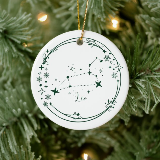 Adorno De Cerámica Navidades Nombre personalizado Leo Zodiac Rótulo V (Árbol)