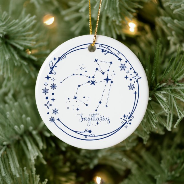 Adorno De Cerámica Navidades Nombre personalizado Sagittarius Zodiac  (Árbol)