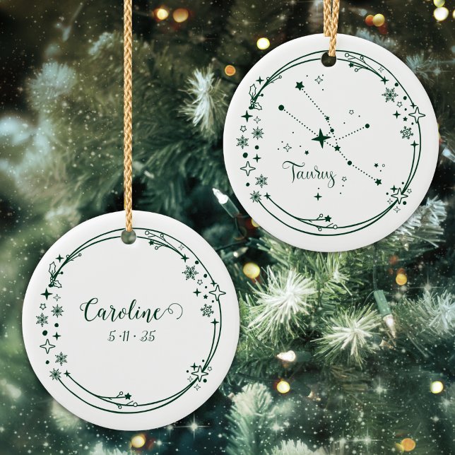 Adorno De Cerámica Navidades Nombre personalizado Taurus Zodiac Rótul (Subido por el creador)