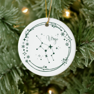 Adorno De Cerámica Navidades Nombre personalizado Virgo Rótulo Zodiac