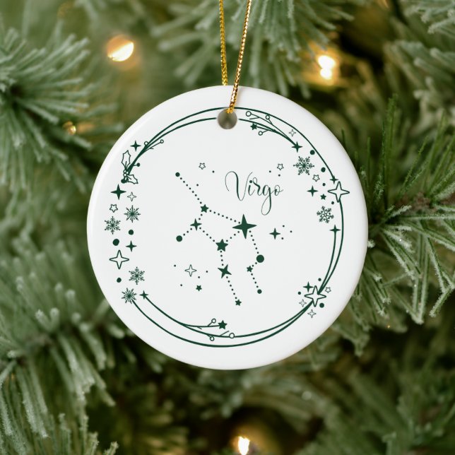 Adorno De Cerámica Navidades Nombre personalizado Virgo Rótulo Zodiac (Árbol)