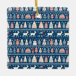 Adorno De Cerámica Navidades Nórdicos Azul Maravilla Minimalista