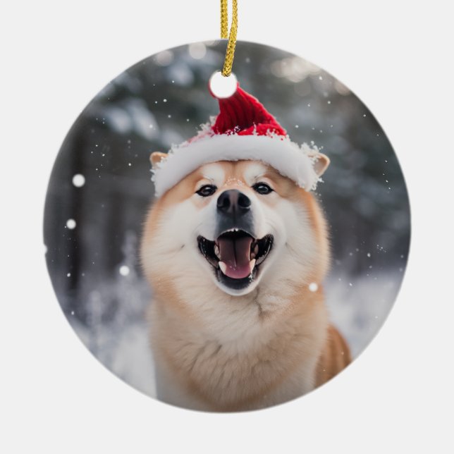 Adorno De Cerámica Navidades noruegos del perro Buhund Keepsake (Frente)